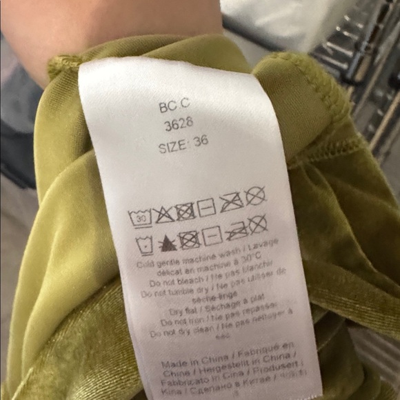 Ganni Velvet Gathered Long Sleeve Jersey Dress in Avocado - Picture 12 of 12